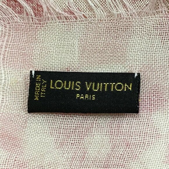 Auth LOUIS VUITTON - Cream Light Pink Pink Unconfirmed Scarf Cashmere Silk - Picture 8 of 10